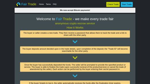 screenshot of Fair Trade - fairff4ick65pwgpvtkrvz2i2o2hu3ppujn7hhcgoc5n4nbuai4fj4yd.onion