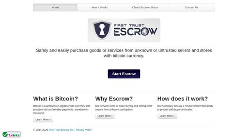 screenshot of First Trust Escrow INC. - http://escrowaxbxjpez5n5zrgmytyqeqfag2w3pchadtjyfvzek57ww3ixvyd.onion/privacy.html