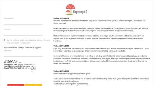 screenshot of Flugsvamp 4.0 - fs4isrtnzr2svzmf7eokfgys6lyr6aabuaa25rv5ytbjvxryqdwez2id.onion
