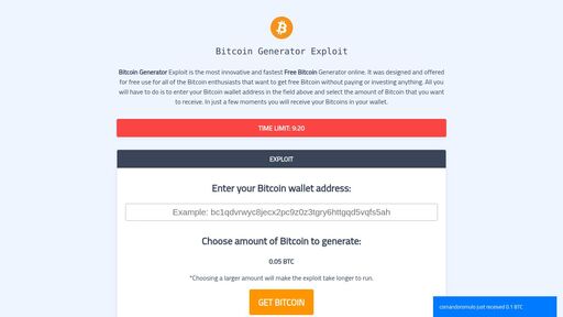 screenshot of Free Bitcoin Generator - Exploit - Official Hidden Service - bitcoinxjz4ds7xtuj6b4ebbiymebu33zyhlgu2u2hzyckm4bv4gxqyd.onion