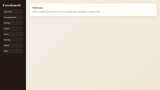 screenshot of Freedom4U - freedom4u7mszigwdxffhwzsaeumjnnx4ftaamck2v3rw7q2tams7lyd.onion