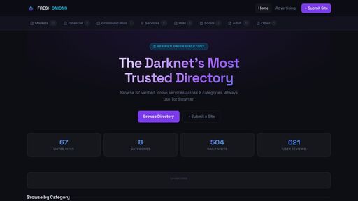 screenshot of Fresh Onions — The Darknet's Most Trusted Directory - onionax33cpuvzskcwcwobcv66qwcyfzo24yeowgjpmpp4mklq7fohid.onion