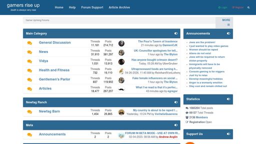 screenshot of Gamer Uprising Forums - Board Statistics - http://gamerupk4umcecwlkn2kh7dej7yq3vagpnp5o5jywjls6epalamj54ad.onion/stats.php