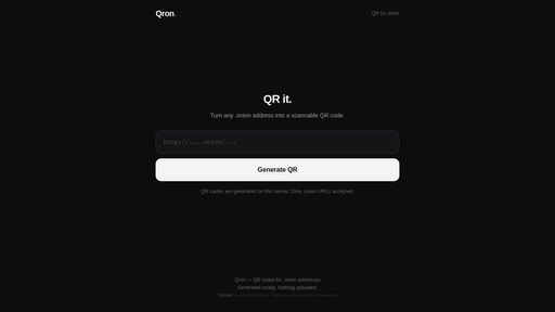 screenshot of Generate - Qron - http://cedbjajfwaups32l6qxoqyqacypgso7ol5sdn5lusjbeh7dxd4xbjtid.onion