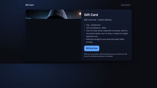 screenshot of Gift Card - http://b3sfuqzn5ty33hvz2fi3wdouypc4pr4afttalyl6d2qaolorn776hiqd.onion