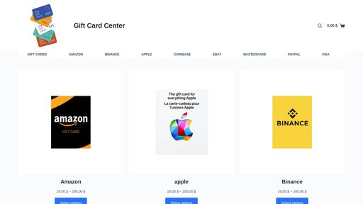 screenshot of Gift Card Center | All you need for better life - shop6bpatu4w6ku654kd3oguyvauxxtzt7ae6d4qqyksq37igzcf2jid.onion