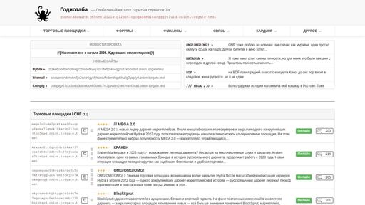 screenshot of Годнотаба — Глобальный каталог скрытых сервисов Tor!!! Список onion ресурсов с сортировкой по аптайму и категориям. Найди рабочие зеркала маркетов, форумов и крипто-сервисов без скама - godnotabawurdtje5hemj2i2latgl2bp6lcycqad4edikacgggjvluid.onion