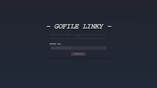 screenshot of Gofile Linky - http://linkanugjcyn26bpvjjiq4a5gjfsugmhjuzsmaxn42ibrkroabeutcyd.onion