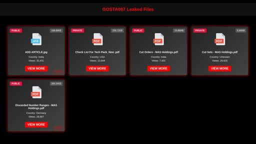screenshot of GOSTA007 Leaked Files - sjxlqpgn2luw2txeymmnwoqidt7qhy652muzkeew2x7zn7kshnrfhmid.onion