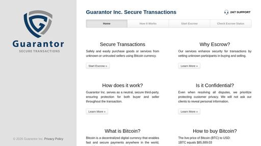 screenshot of Guarantor Inc. — Most Trusted Tor Escrow - guarant75ksmpqjwmsrtqqw2wd7zseyx6f5zyxnkaahhtnlagzyoq4qd.onion
