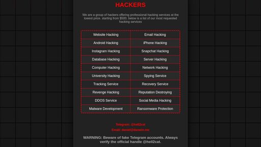 screenshot of Hacker Service - Best Hackers - Hacking - 5elmy2peki7etgsuq4tnnyhtcgddrbonzfrm347dwcxtq4cpahxsolid.onion