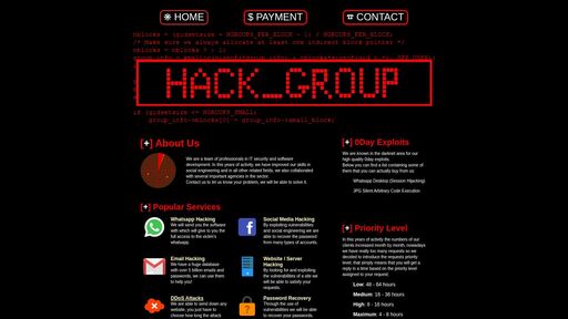 screenshot of [+] HackGroup - http://hackwcxirzhxdv23uinsha3qf7o227x7ncoctpvs4w7s6y2rlka2ygid.onion/payment.html
