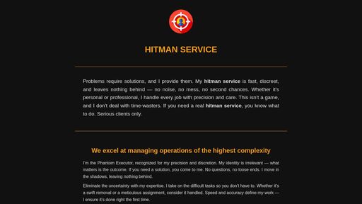 screenshot of HITMAN SERVICE * HIRE A HITMAN * ORDER A HITMAN - hitmanx2ktwh6uk4uagrvl4nssgt4kaivxz4bkptox7x6cwljoi7nvyd.onion