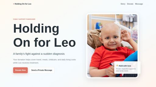 screenshot of Holding On for Leo - dxv7olzbltxdcciswcrld3ppd75bcb4ovvjoxoqmsutjt5czncxhgtyd.onion