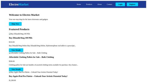 screenshot of Home - Electro Market - a3vz3s5pzcex5pa33cqqcgbezo4ntgpqv5lwbftjad7wpvrzjf4pp7id.onion