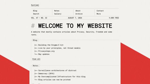 screenshot of Home - Syst(em) - kcfz5m3ipji262swznq2ybir3m4b5wwwd7zckhfashp6cuuwyr6ovnyd.onion