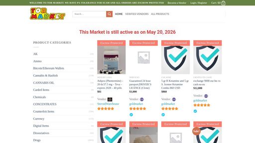 screenshot of Home - Tor Market - http://tormimc3iubvmszbt6nralgo5mtu6bm3oygbvu2yh2t2fok5bb3cikyd.onion