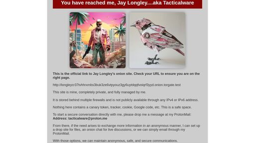 screenshot of Jay Longley - Dark Web Portal - longleycr37tvhhrxmbs3buk3ze6vtpyouz3gy6uytdqqfvoiqrf3yyd.onion