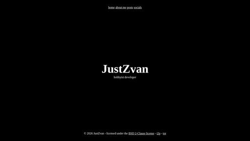 screenshot of JustZvan - justzvanhoh2a2yloeufep4bb4jiipy26o5jz4ial2mq3k6khdeoahad.onion