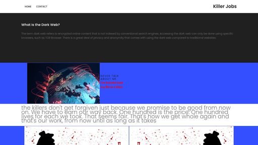 screenshot of Killer Jobs - w4ckdw3l7rzu75x2fnyk4cza6ybhvkqfpgdzgxusdrmeayr7qsrfzvyd.onion