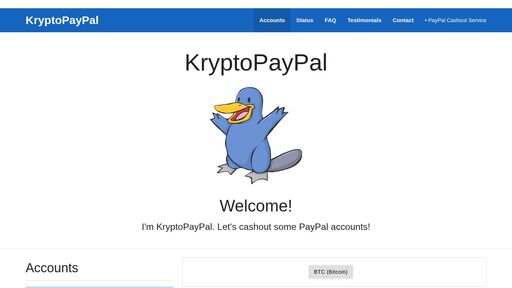 screenshot of KryptoPayPal • PayPal Cashout Service - v2xnfzwz5rtddj3hdu4agmg4xnwhr6lslzw7rtxqydzvsnjqhzir4pad.onion