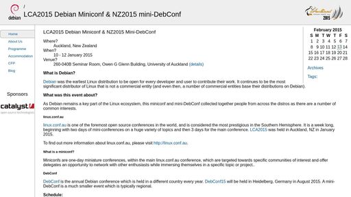 screenshot of LCA2015 Debian Miniconf & NZ2015 mini-DebConf - j2bwwakp5uxzqykhmuiumj5b4sbtcb2syy4kz5ecql6sgcie7z7sctqd.onion