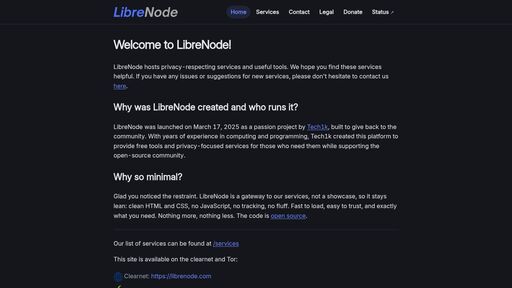 screenshot of LibreNode - Home - gw3ennwsaonltfox7z3rhhof6mxcq2fnwhcj2qyp3kxsfldnxix5b4yd.onion