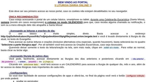 screenshot of Liturgia Di�ria OnLine - yql3ufwindcatuvcihyooofrtkz7xdjmjudwvkbmrt3tpigll5eysmad.onion