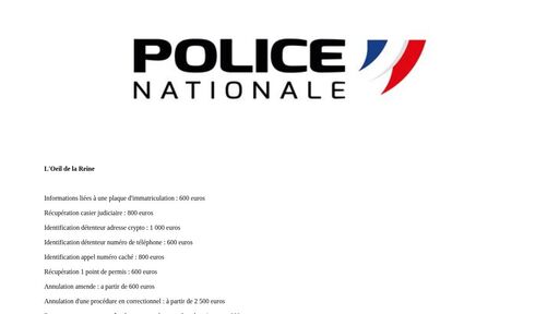 screenshot of L'Oeil de la Reine - http://ojdbuhdnojiwa5ytouxevzkur352c7chahhwqqdzvsgcpj56q6hekbyd.onion