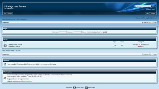 screenshot of LS Magazine Forum • Index page - fiie73lp2vjy2h6ban5vkfzbzvk3czuv4gxm7hjqybzxihi4ube5n4yd.onion