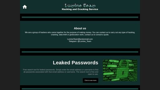screenshot of Lumine Team - The best team in the Dark Web - http://wq6xe2lh5aoc3kuvznaupy5byqhd4uffoekt3d34p2wkhkovwtnifkid.onion/tools.html