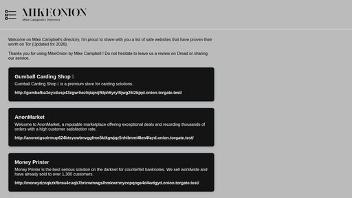 screenshot of MikeOnion - http://onionid5oc4v2pwj37fhm3j777gwk3tdx4tkjydbzvxtgi6xffzfzhid.onion