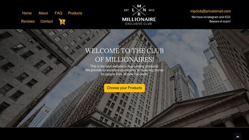 screenshot of MILLIONAIR Private Club - mpclub4l7ulijr77uxitv33tadivotdndljvth55g7fw7lxyfyswa4id.onion