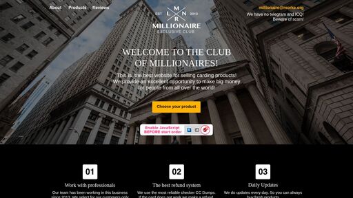 screenshot of Millionaire Exclusive Club - http://mclub5ksa7usj3ullczikxoc3rjfojnn4yvszxh73674syw3w5zrfxyd.onion