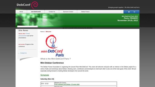 screenshot of Mini-DebConf Paris 2012 - b5do6pb42g3idrc3hha74bmrsavkn3xuirz3dyq4uhsp3u6ebziml6ad.onion