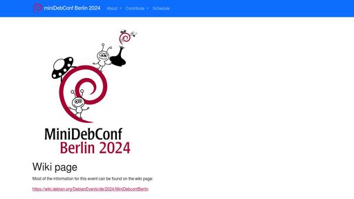screenshot of miniDebConf Berlin 2024 - f4acfe5i73w7sdzhw27hzaz4m4nkfh5snnlhaqjk7eejfuvxgqarq2qd.onion