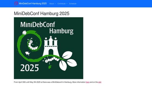 screenshot of MiniDebConf Hamburg 2025 - s4nyaleuttjlpfkpz7oaqpb3ijauyttj5rryxfdwkysmym4kfhchn3yd.onion