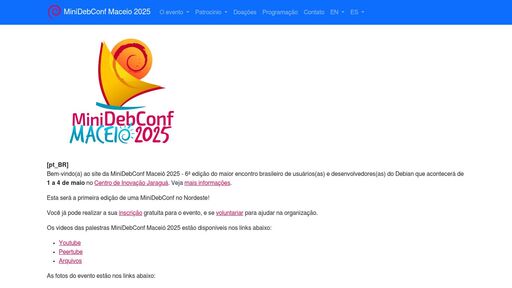 screenshot of MiniDebConf Maceio 2025 - do4sbqtt6pgdu2qktvxi26vmrwjfqhpojtfmfokclpfud6i7j4ebhnad.onion