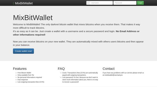 screenshot of MixBitWallet - http://plbhmdwbvvjhp3wvy3dogd26nvijkui2alcnja5iewstkdenpmsqtrid.onion