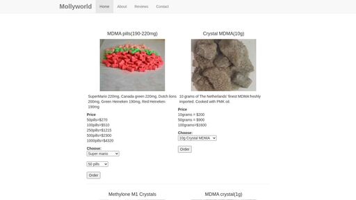 screenshot of Mollyworld No.1 Provider of Crystals and Pills - http://mollywo4v3xmghitj4bjqkfgkgs3c5fiusg5pz2nrhevn7g2n2dgsjyd.onion/reviews.php