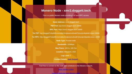 screenshot of Monero Node Status - xmr2.doggett.tech - doggett7s4q4tilfcmonxtj6jz3rzqkwwmu6xwlb7jrtszojm4kpkdid.onion