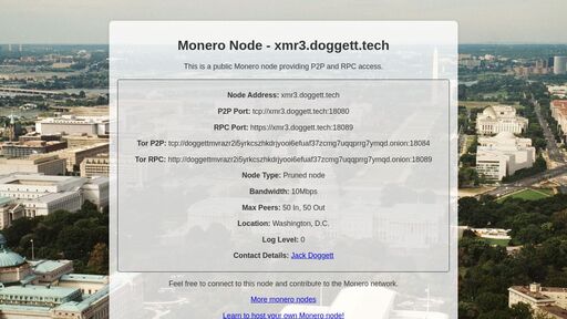 screenshot of Monero Node Status - xmr3.doggett.tech - http://doggettmvrazr2i5yrkcszhkdrjyooi6efuaf37zcmg7uqqprrg7ymqd.onion