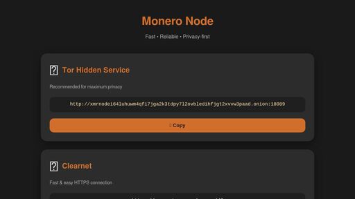 screenshot of Monero (XMR) Node - xmrnodei64luhuwm4qfi7jga2k3tdpy7l2ovbledihfjgt2xvvw3paad.onion