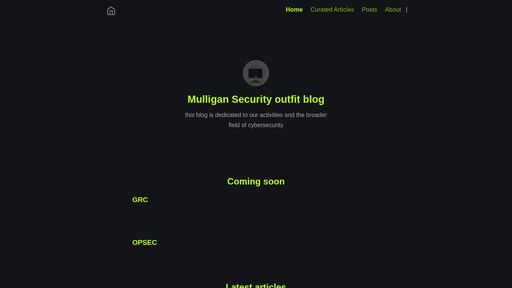 screenshot of Mulligan Security | Mulligan Security blog - msec2nnqtbwh5c5yxpiswzwnqperok5k33udj7t6wmqcleu3ifj34sqd.onion