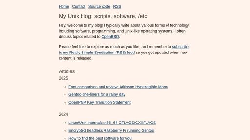 screenshot of My Unix blog: scripts, software, /etc — anthesis - jentyxddh2rf47gd3e43kuebyn2xsv6h72gzh46oe4rxyovvm7xe5ead.onion