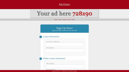 screenshot of MyStats - http://mystats4nxeacktpeged6csg3ztswislx7ikifsfnuon5fobcxojeoyd.onion/advertising.php