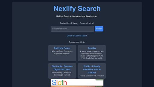 screenshot of Nexlify Clearnet Search - http://supazdvv5w6oyp427ts63labakkf3n64d6kr2qqoe6xgigvppa3kbtid.onion/clearnet_index.php