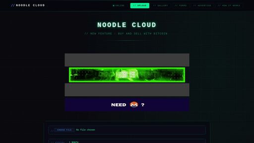 screenshot of NOODLE CLOUD - Secure File Hosting - noodlenesg5ekycoz3ktqifwitqvazl5effygfe5hqlsuuxxzl6euuad.onion