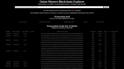 screenshot of Onion Monero Blockchain Explorer - bhqzadcvfcuwwnvf5hws5zwzjgvfuarqbah5ruhyxuxhaoklsy35wdqd.onion