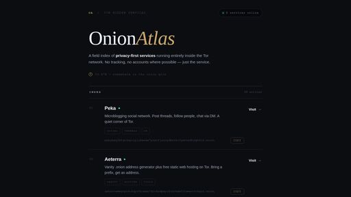 screenshot of OnionAtlas — An Index of Onion Services - http://c36lfiotrstasgwcozyrkyrnklkvavblspdw5n3vsicto77c6xc6snad.onion